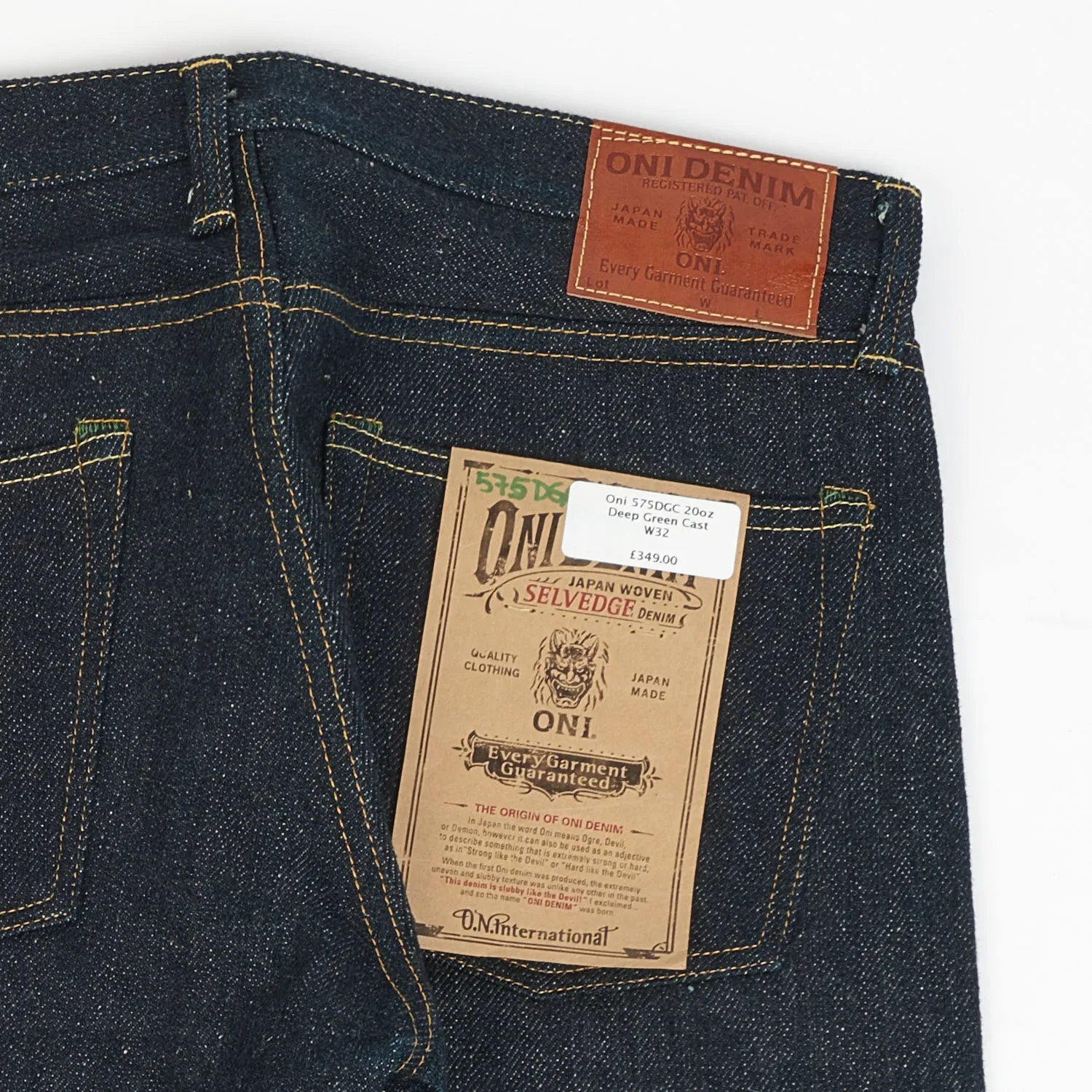 ONI Denim 575DGC Deep Green Cast 20oz Slim Straight Jean - Raw sold by Son of a Stag product image thumbnail 5