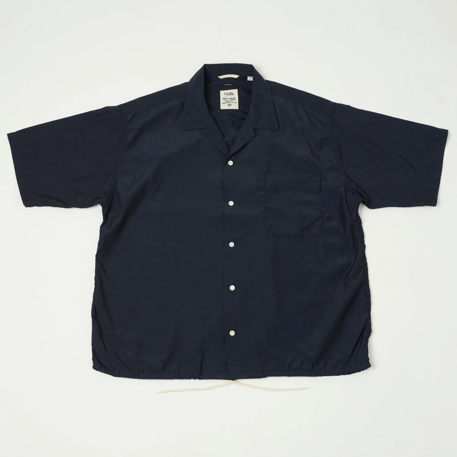 Nanamica Open Collar Rayon Shirt - Navy sold by Son of a Stag