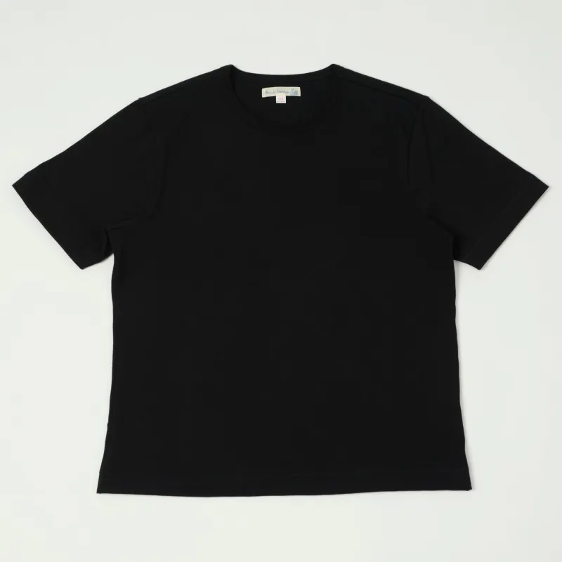 Merz b. Schwanen 2M15C Classic Cropped Jersey T-Shirt - Deep Black sold by Son of a Stag