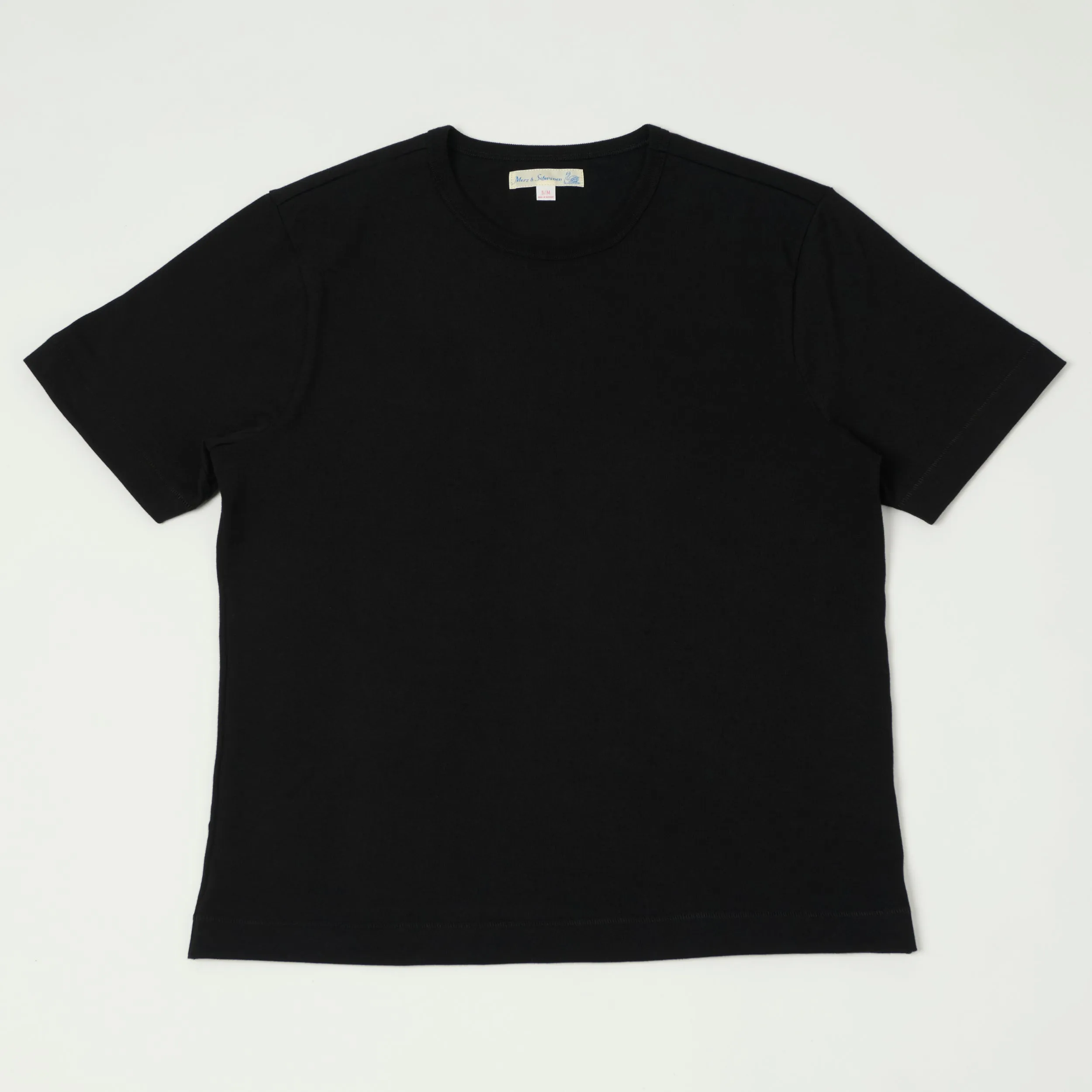 Merz b. Schwanen 2M15C Classic Cropped Jersey T-Shirt - Deep Black sold by Son of a Stag