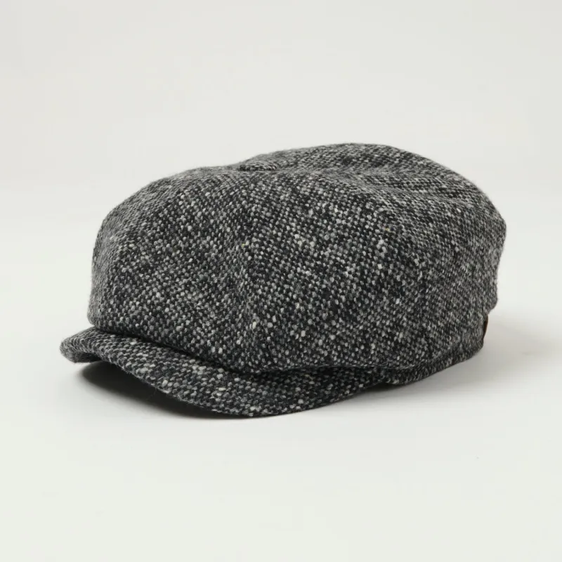 Stetson Hatteras Donegal Tweed Flat Cap - Black/Grey sold by Son of a Stag