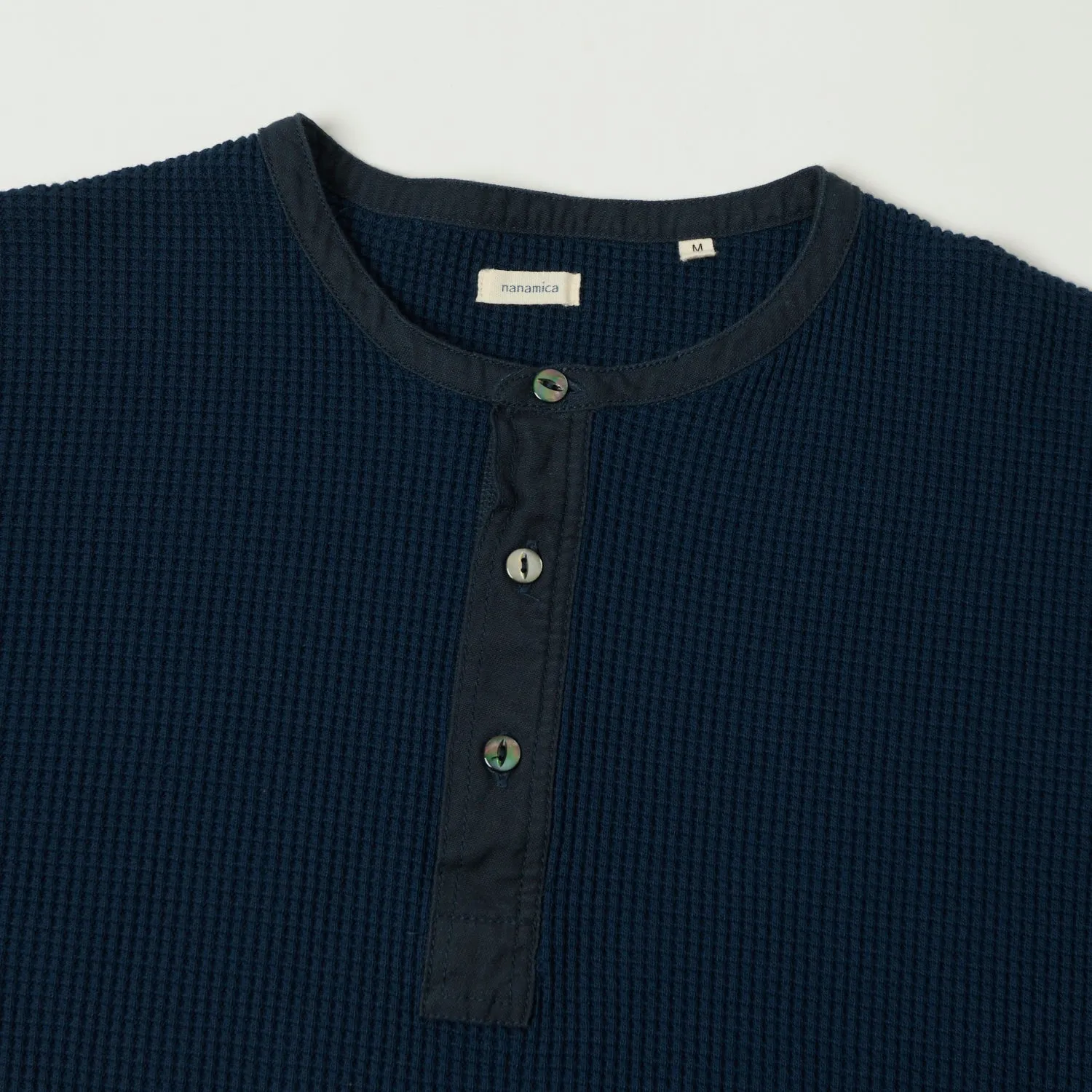Nanamica Henley Neck Thermal T-Shirt - Navy sold by Son of a Stag product image thumbnail 2