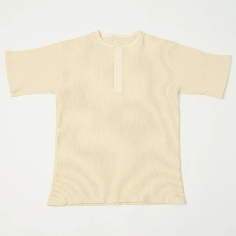 Nanamica Henley Neck Thermal T-Shirt - Natural sold by Son of a Stag