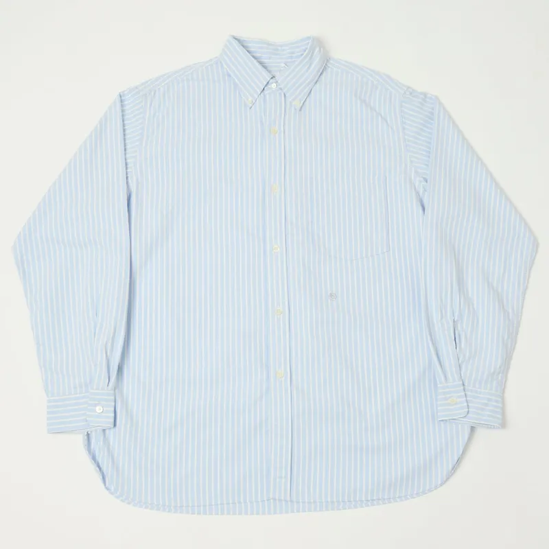 Nanamica Button Down Stripe Wind Shirt - Navy sold by Son of a Stag