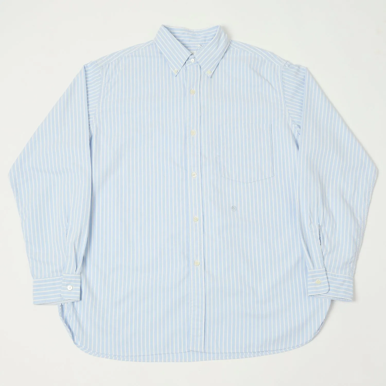 Nanamica Button Down Stripe Wind Shirt - Navy sold by Son of a Stag