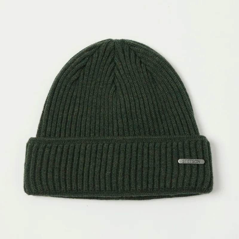 Stetson Ribbed Wool Beanie - Forest made by Stetson