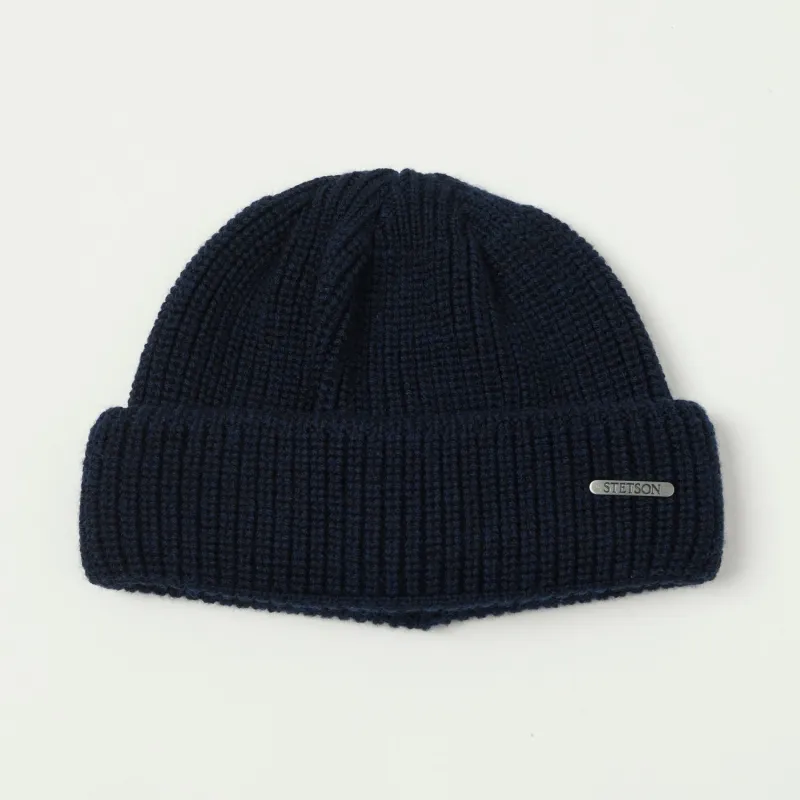 Stetson Ribbed Wool Beanie - Navy sold by Son of a Stag