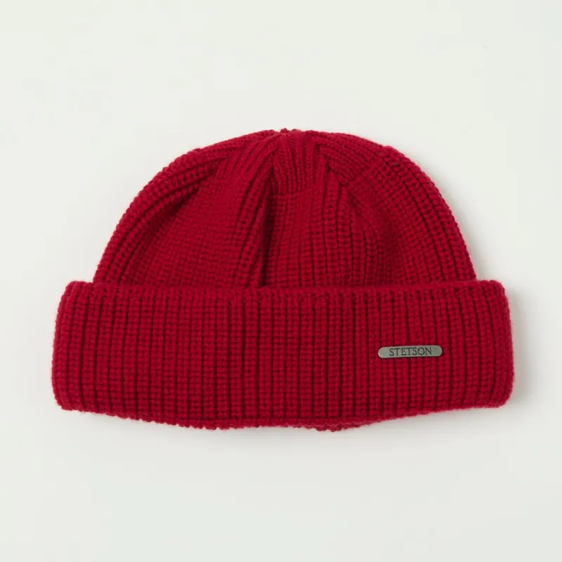 Stetson Ribbed Wool Beanie - Red made by Stetson