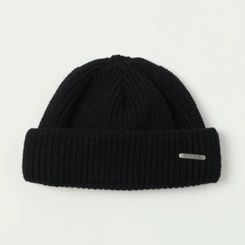 Stetson Ribbed Wool Beanie - Black sold by Son of a Stag
