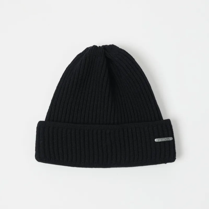 Stetson Ribbed Wool Beanie - Black sold by Son of a Stag