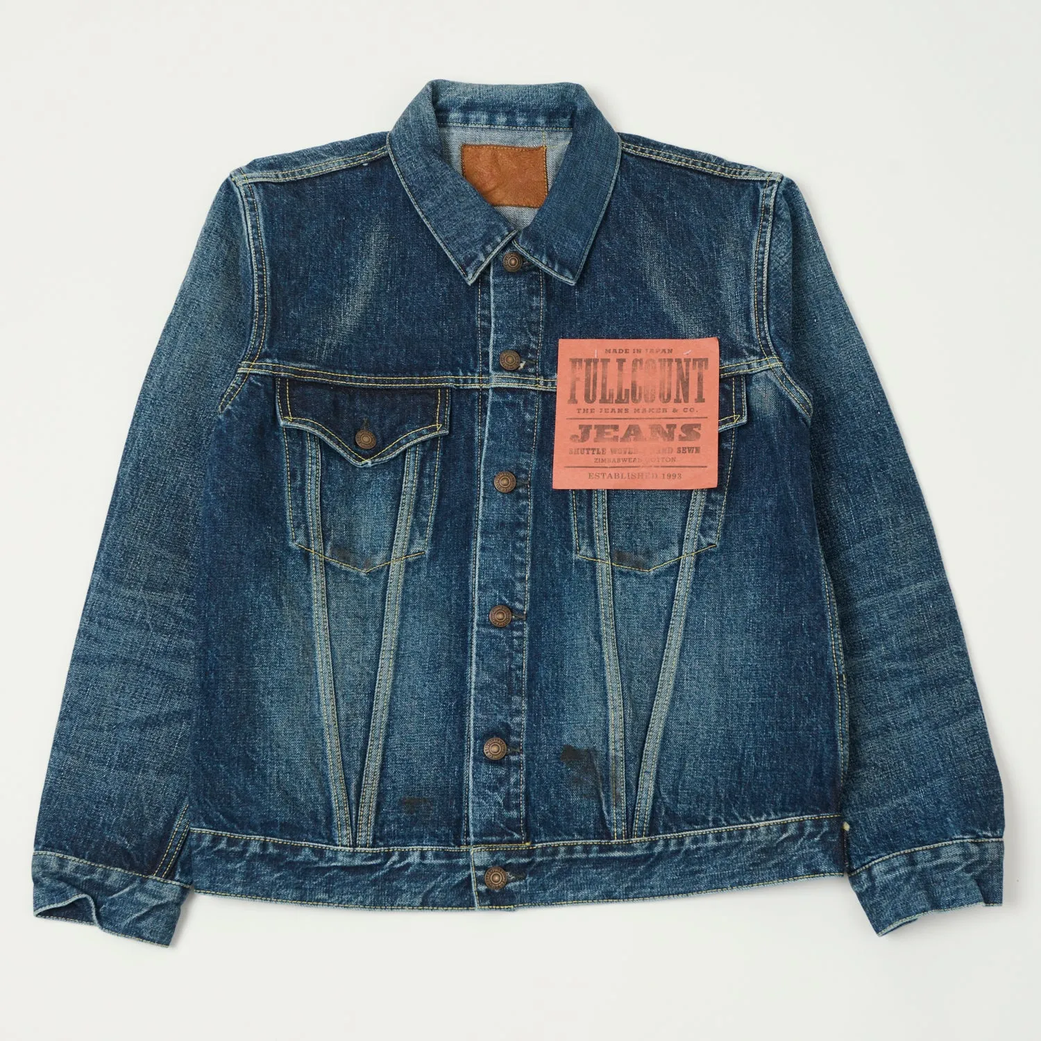 FULLCOUNT 2101XX 15.5oz Type III Denim Jacket - 'Fear of the Dark' Wash sold by Son of a Stag