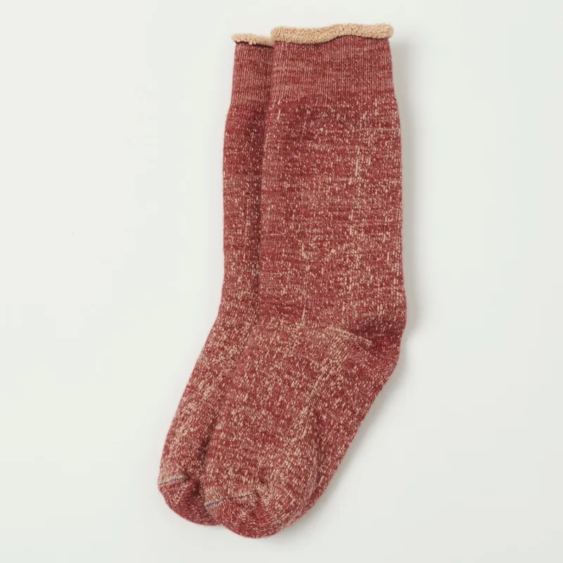 RoToTo Double Face Crew Sock - Dark Red/Brown sold by Son of a Stag
