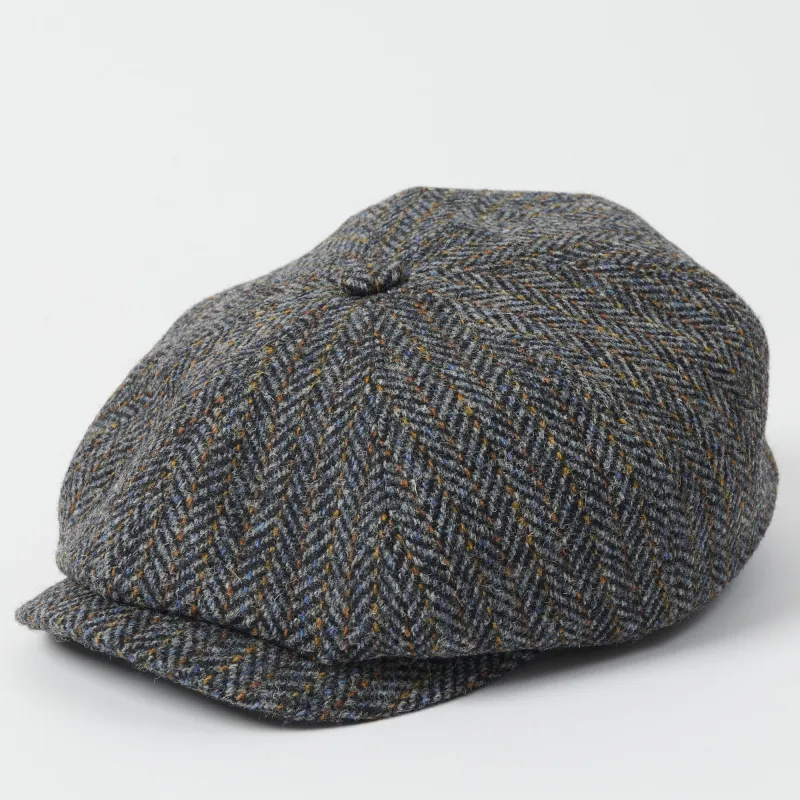 Stetson Hatteras Harris Tweed Flat Cap - Blue/Grey sold by Son of a Stag