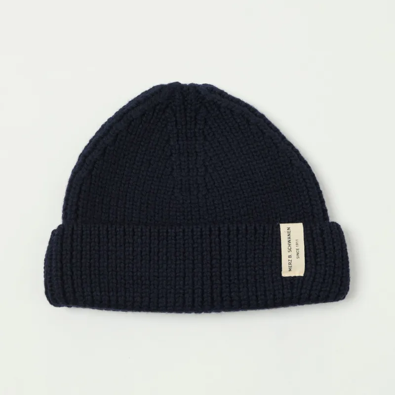 Merz b. Schwanen 'Good Basics' Loose Knit Wool Beanie - Dark Navy sold by Son of a Stag