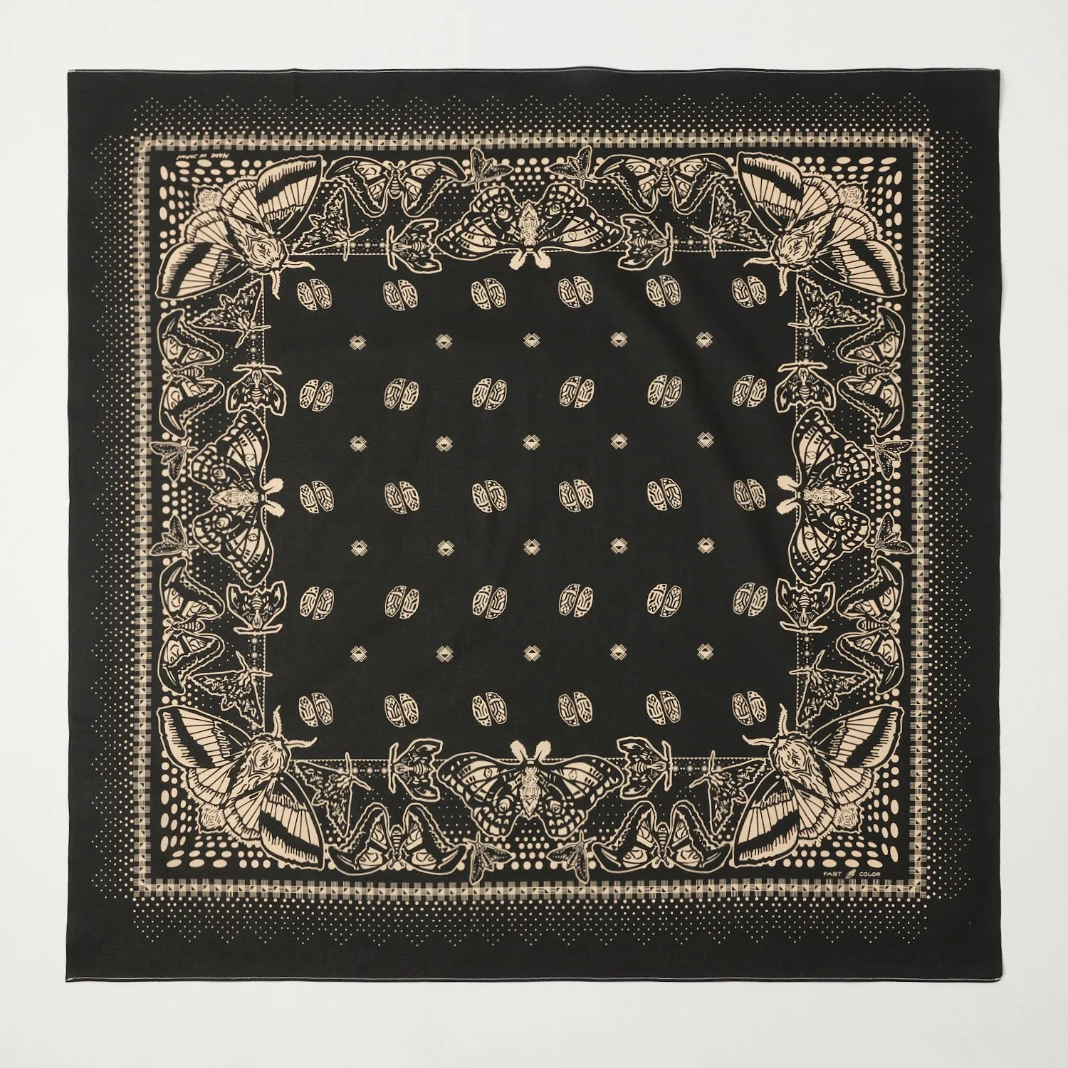 One Ear Brand 'Nighthings' (Moth) Bandana - Olive Black sold by Son of a Stag