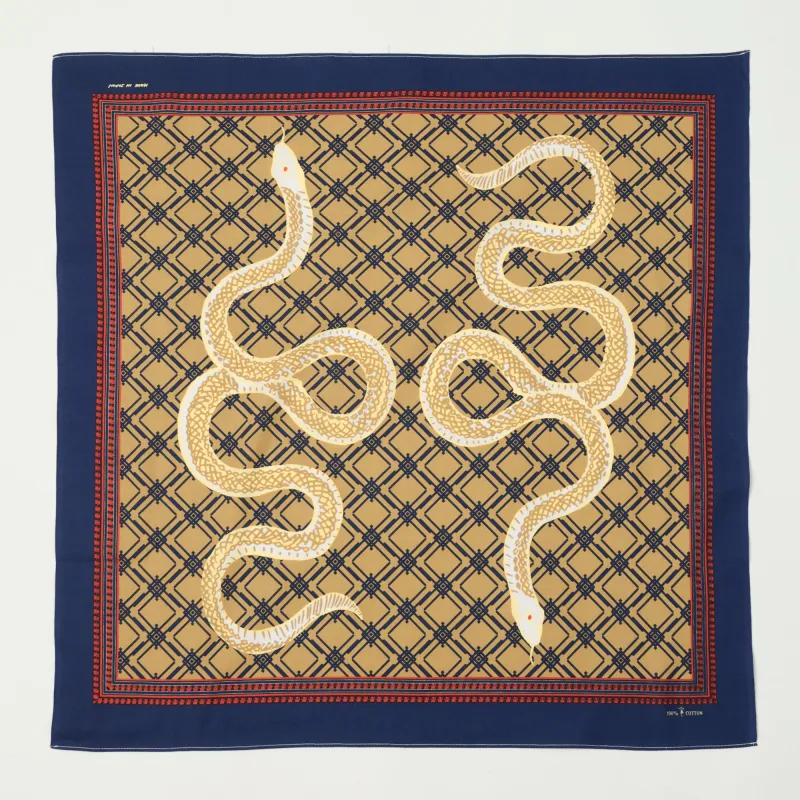 One Ear Brand 'Shirohebi' Bandana - Blue/Red/Gold sold by Son of a Stag