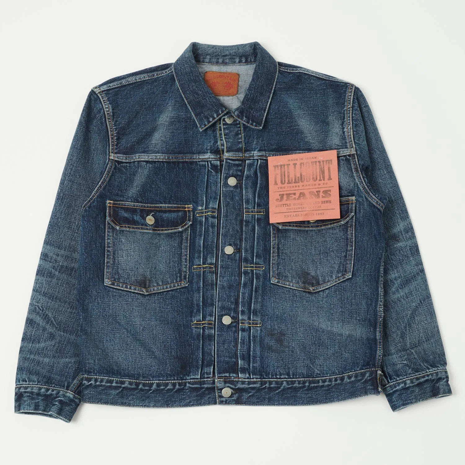 FULLCOUNT 2102XX 15.5oz Type II Denim Jacket - 'Fear of the Dark' Wash sold by Son of a Stag