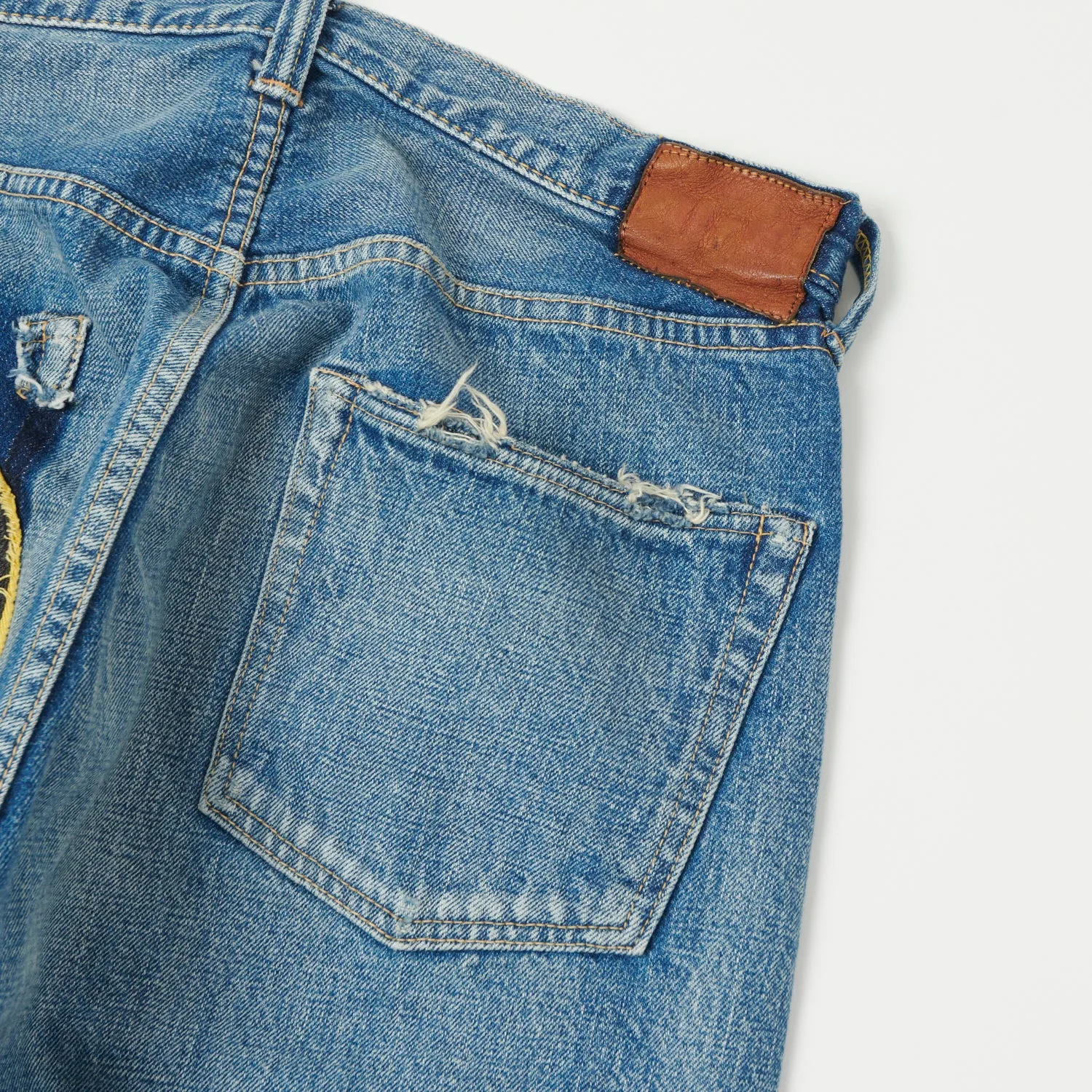 FULLCOUNT 0105HA Patched 13.7oz Wide Straight Jean - 'Dartford' Wash sold by Son of a Stag product image thumbnail 3