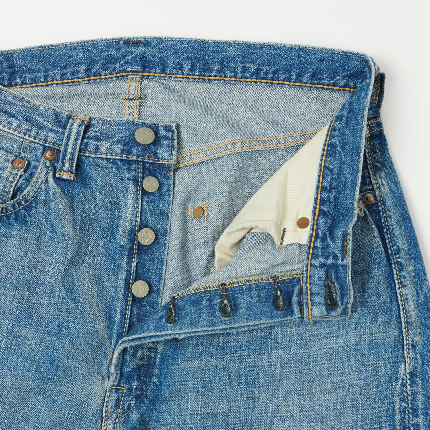 FULLCOUNT 0105HA Patched 13.7oz Wide Straight Jean - 'Dartford' Wash sold by Son of a Stag product image thumbnail 5