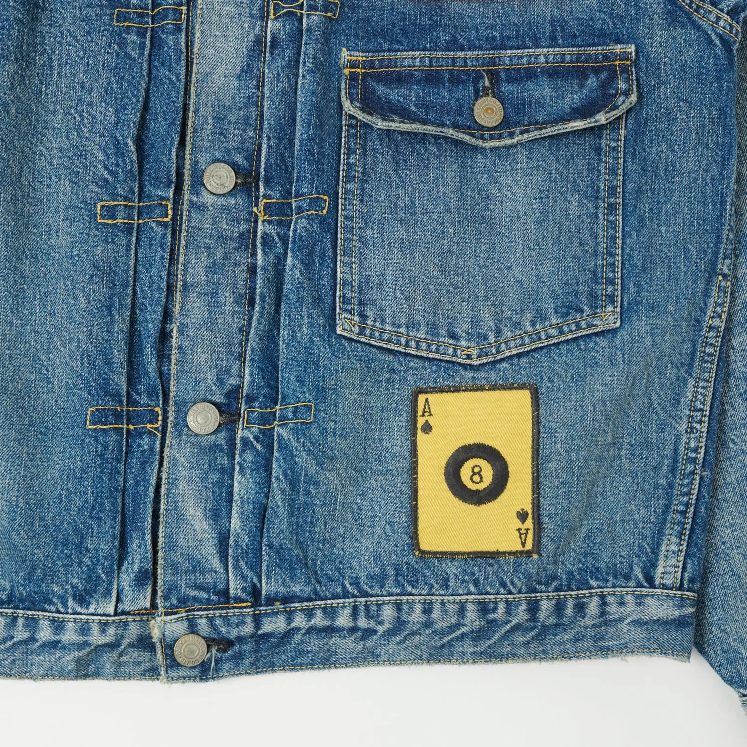 FULLCOUNT 2107HA Patched 13.7oz Type I Denim Jacket - 'Dartford' Wash sold by Son of a Stag product image thumbnail 3