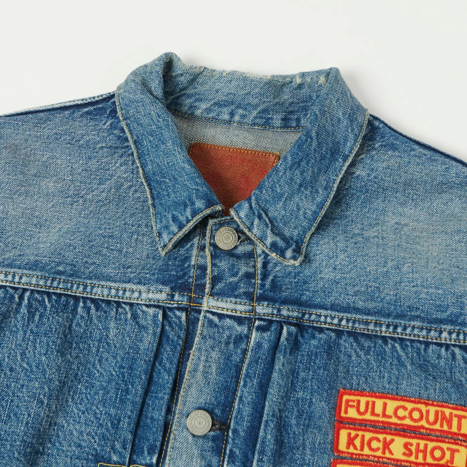 FULLCOUNT 2107HA Patched 13.7oz Type I Denim Jacket - 'Dartford' Wash sold by Son of a Stag product image thumbnail 4