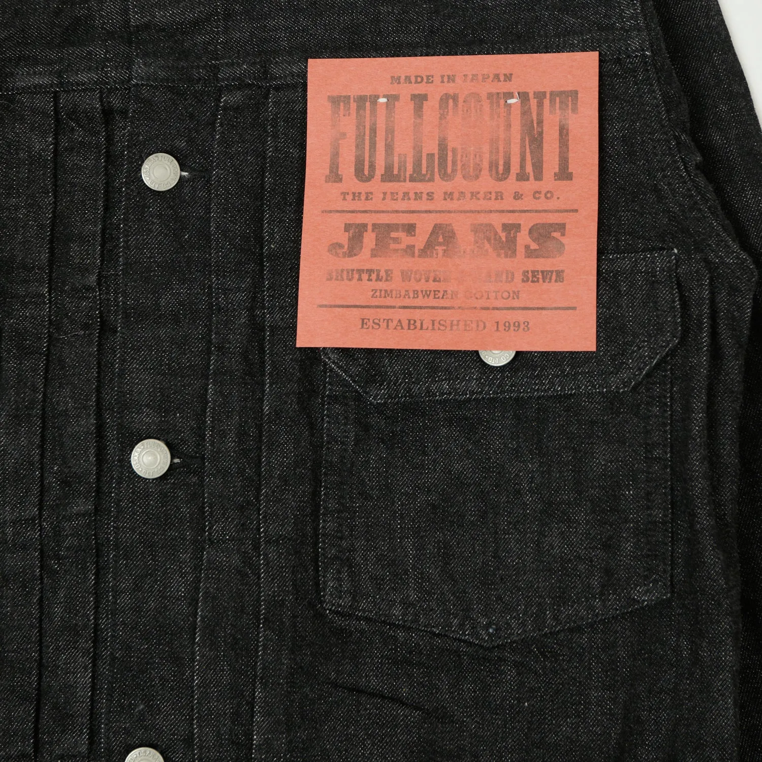 Full Count 2102 13.7oz Type II Denim Jacket - Black One Wash sold by Son of a Stag product image thumbnail 3