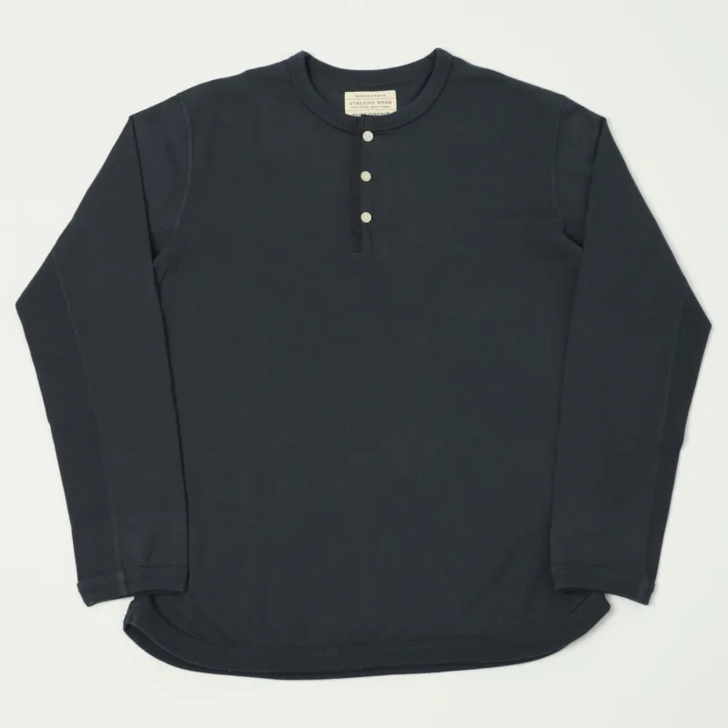 FULLCOUNT 5222LH Flat Seam Heavyweight Henley - Ink Black sold by Son of a Stag
