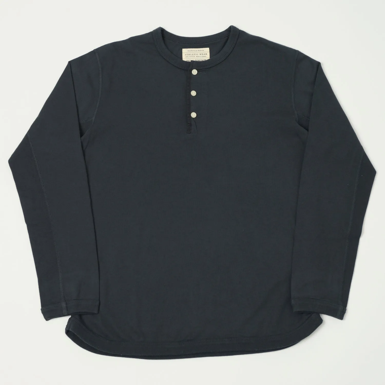 FULLCOUNT 5222LH Flat Seam Heavyweight Henley - Ink Black sold by Son of a Stag