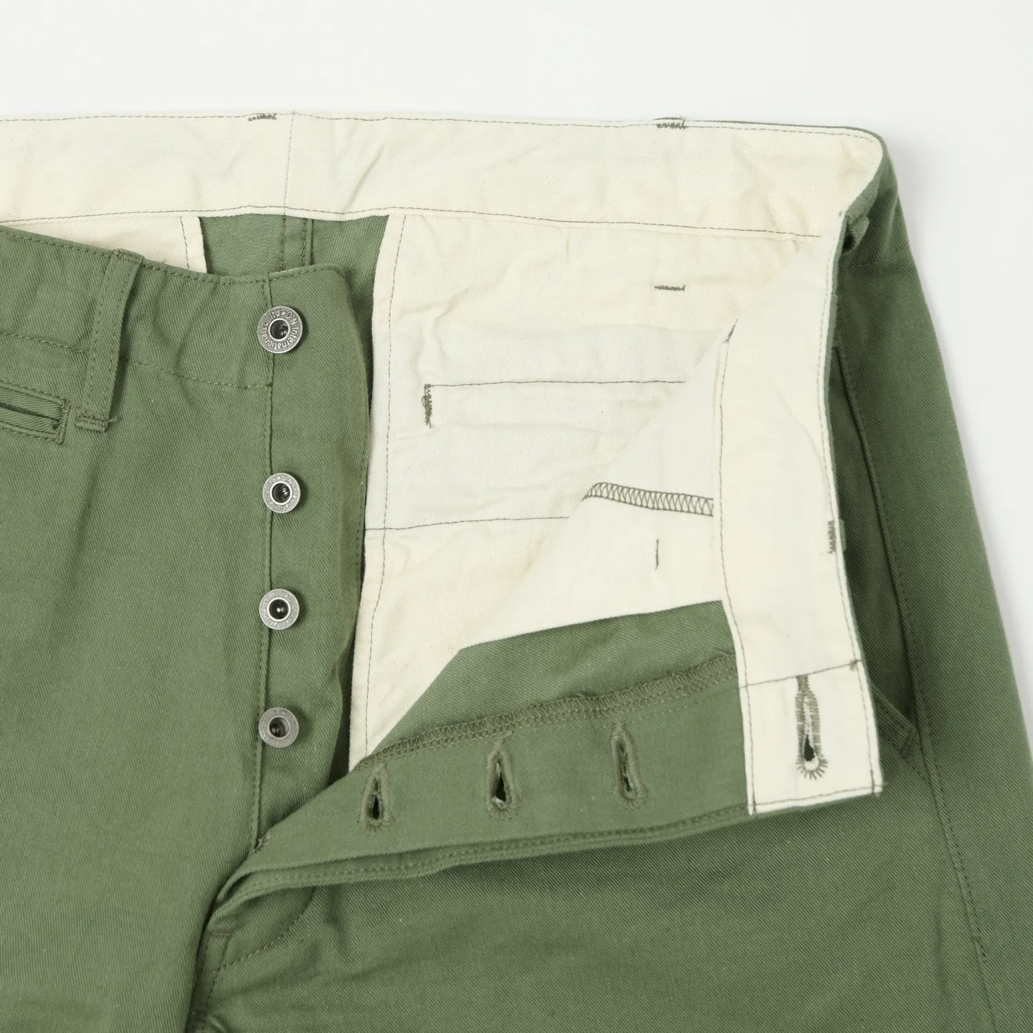 ONI Denim 737-SVC-LOL 9.5oz Selvedge Chino - Light Olive sold by Son of a Stag product image thumbnail 3