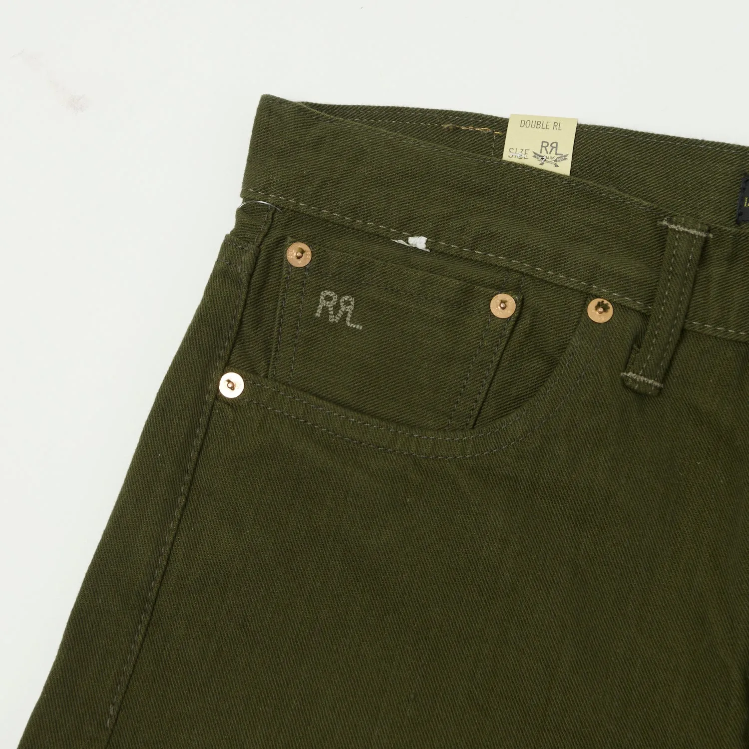 RRL Limited Edition Olive Regular Straight Jean - One Wash sold by Son of a Stag product image thumbnail 3