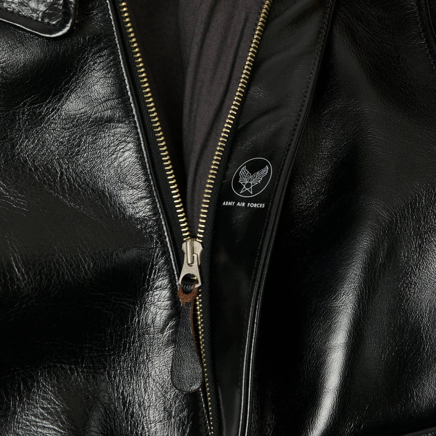 Buzz Rickson's x William Gibson A-2 Rough Wear Leather Flight Jacket - Black sold by Son of a Stag product image thumbnail 3
