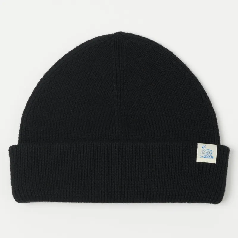 Merz b. Schwanen 'Good Basics' Classic Wool Beanie - Deep Black sold by Son of a Stag