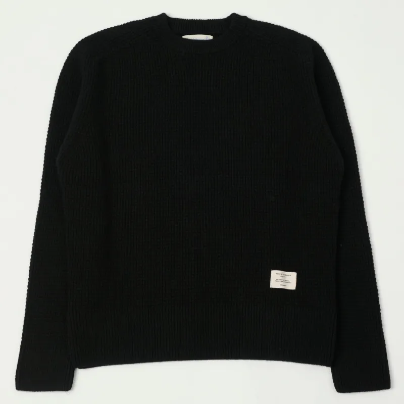 Merz b. Schwanen 'Good Basics' Merino/Cashmere Waffle Knit Pullover - Deep Black sold by Son of a Stag