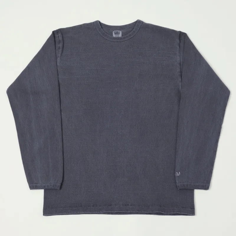 Dubbleworks Heavy Fabric Long Sleeve Pigment Dye Tee - Pd. Navy sold by Son of a Stag