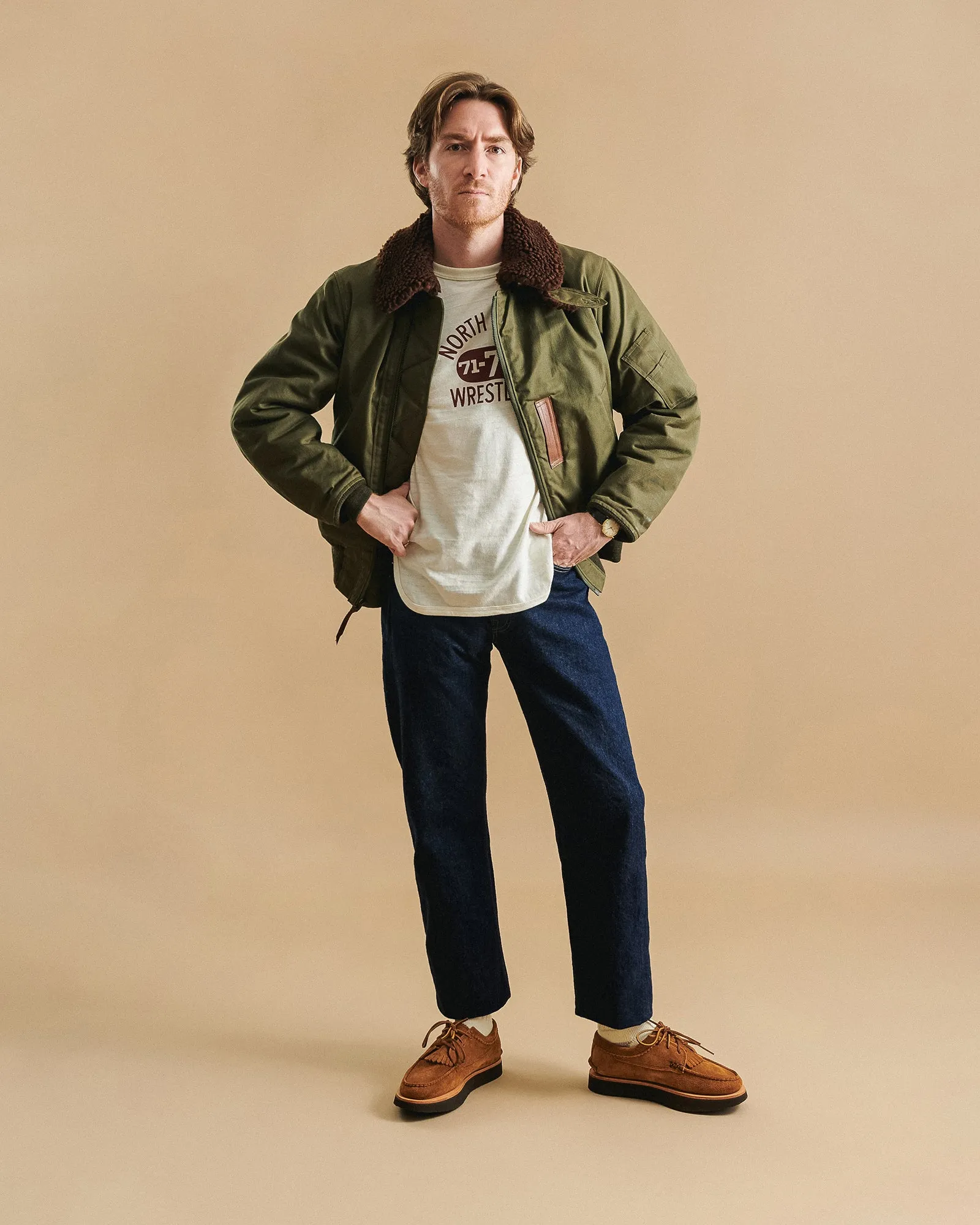 Warehouse & Co 4800 'North Shore' Baseball T-Shirt - Cream/Bordeaux sold by Son of a Stag product image thumbnail 5