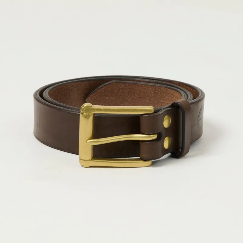 Barnes & Moore 'Garrison' Oak Bark Leather Belt - Conker/Brass sold by Son of a Stag