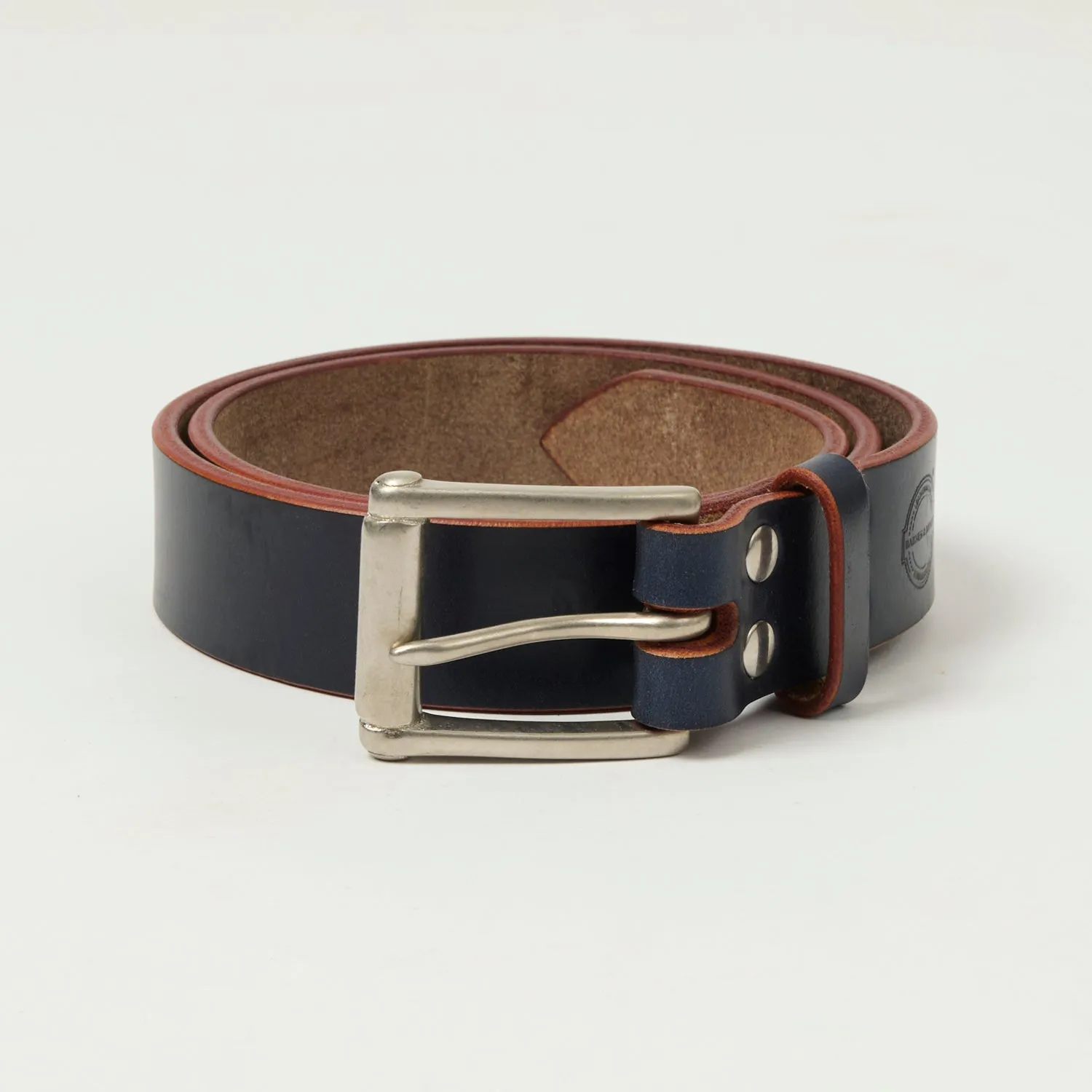 Barnes & Moore Garrison Belt - Indigo/Nickel sold by Son of a Stag