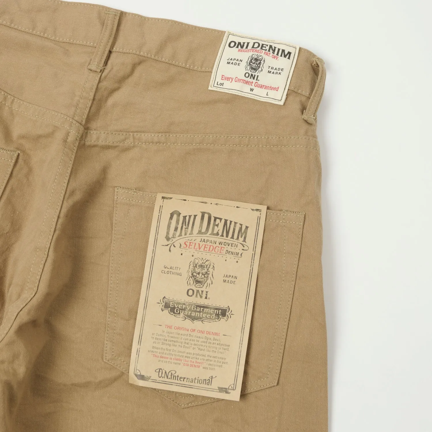 ONI Denim 022-SCKB 9.5oz Selvedge Chambray Wide Straight Chino - Khaki Beige sold by Son of a Stag product image thumbnail 2