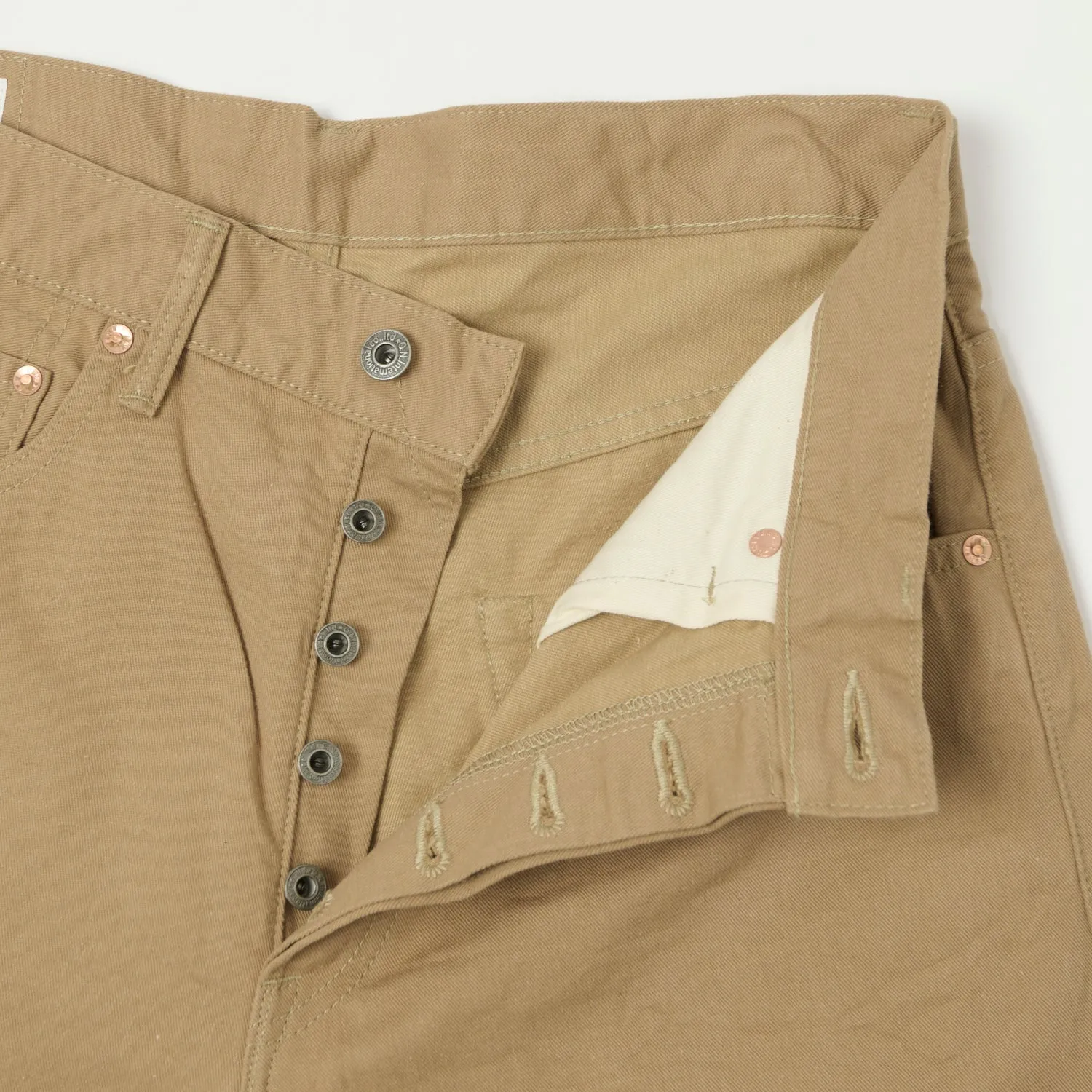 ONI Denim 022-SCKB 9.5oz Selvedge Chambray Wide Straight Chino - Khaki Beige sold by Son of a Stag product image thumbnail 5