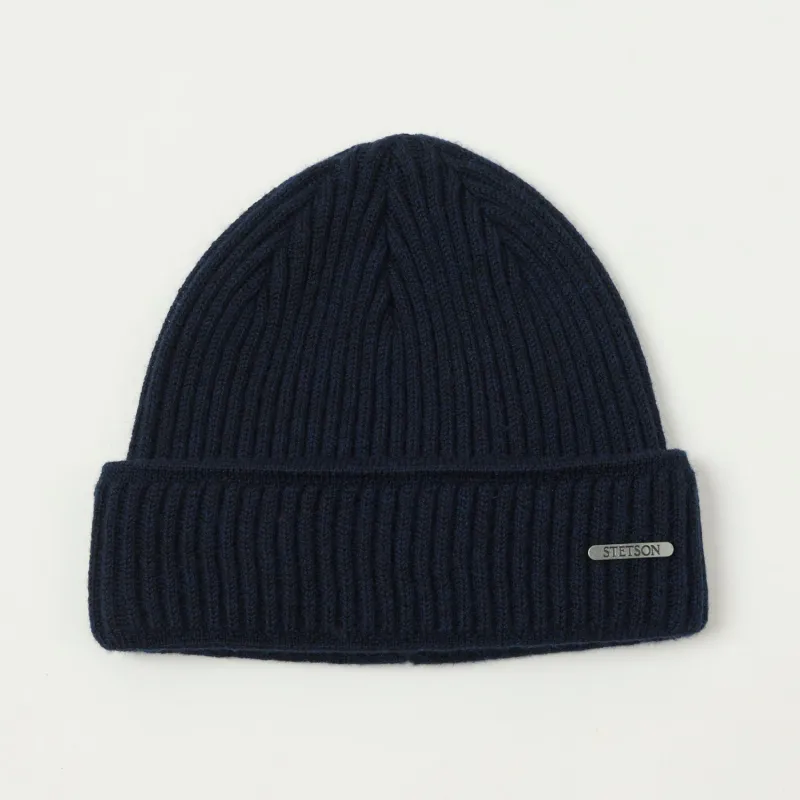 Stetson Ribbed Wool Beanie - Navy sold by Son of a Stag