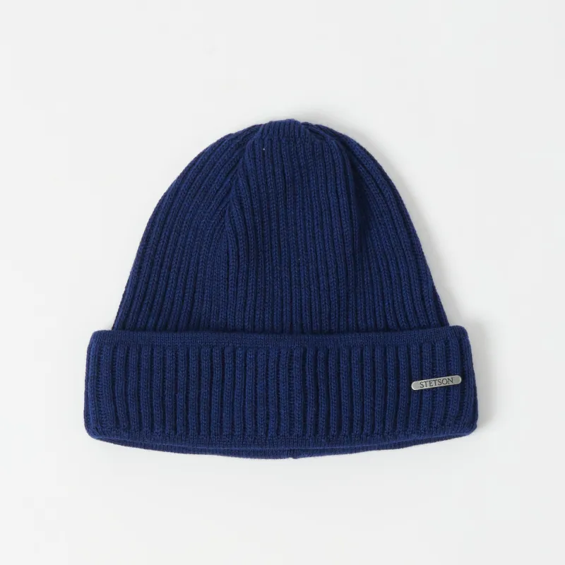 Stetson Ribbed Wool Beanie - Blue sold by Son of a Stag
