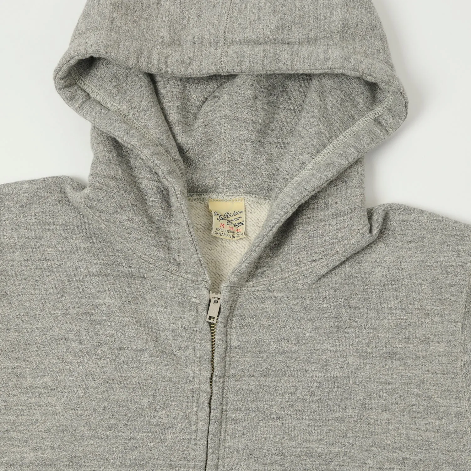 Buzz Rickson's Full Zip Sweat Parka - Heather Grey sold by Son of a Stag product image thumbnail 2