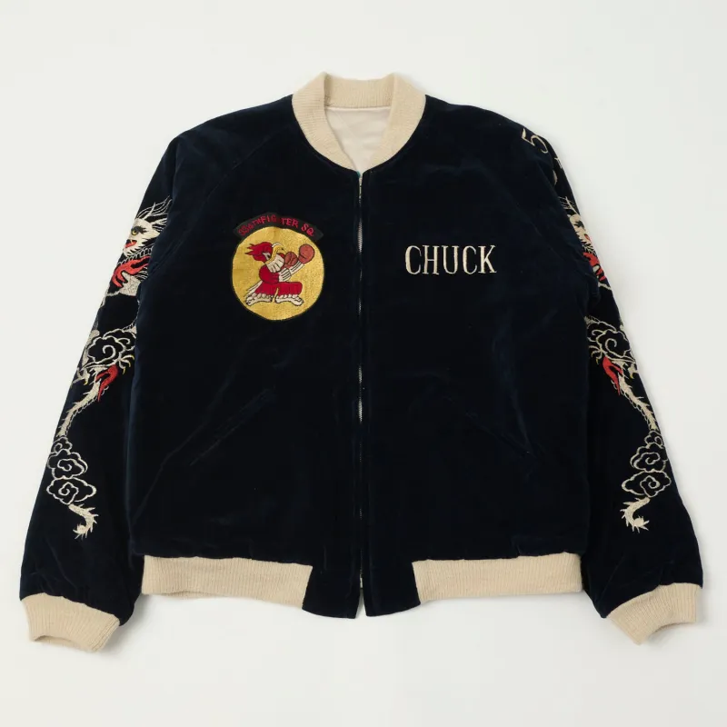 Buzz Rickson's x Kosho & Co. Reversible Velvet 'Sukajan' Souvenir Jacket - Navy sold by Son of a Stag