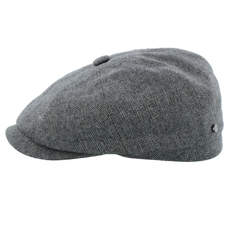 Stetson Hatteras Virgin Wool Flat Cap - Grey sold by Son of a Stag