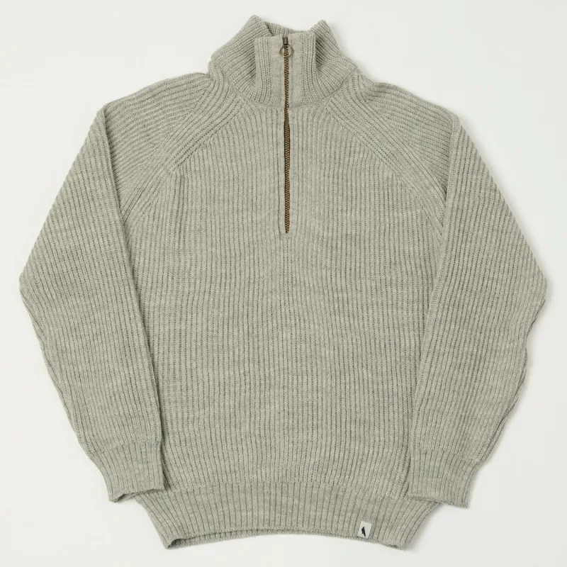 Peregrine Ford Quarter Zip Jumper - Light Grey sold by Son of a Stag