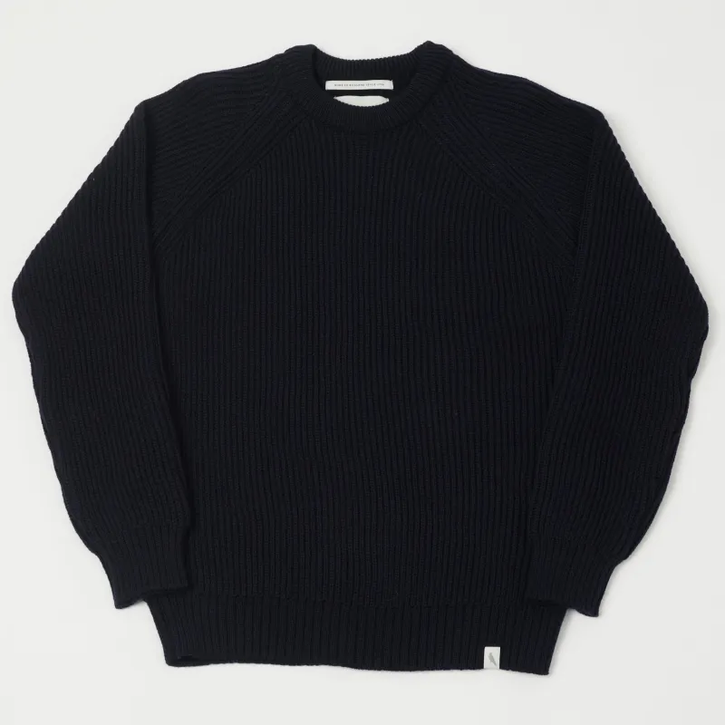Peregrine Ford Crew Neck Jumper - Navy sold by Son of a Stag