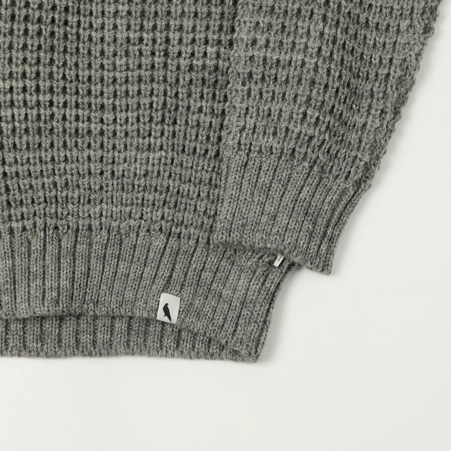 Peregrine Waffle Knit Shawl Collar Cardigan - Steel sold by Son of a Stag product image thumbnail 3