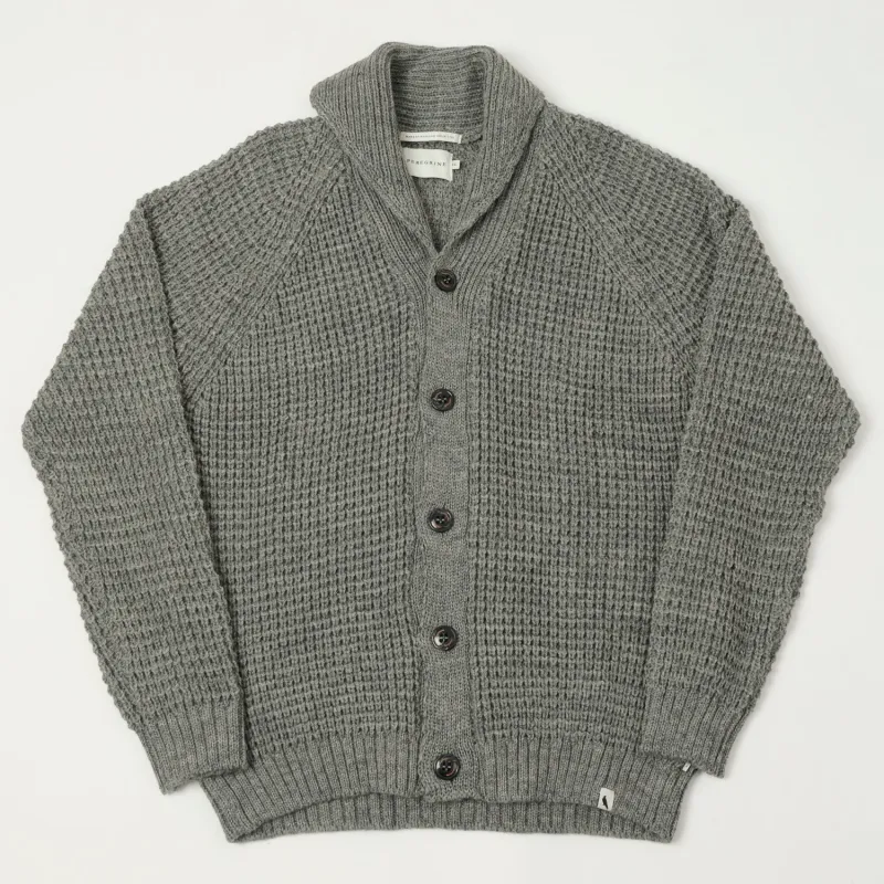 Peregrine Waffle Knit Shawl Collar Cardigan - Steel sold by Son of a Stag