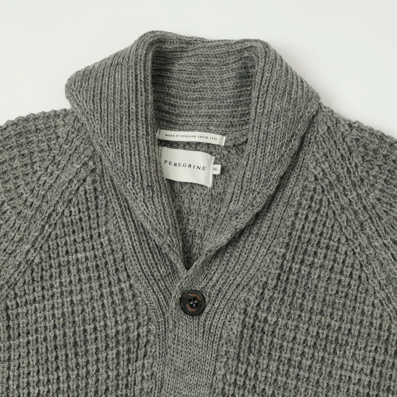 Peregrine Waffle Knit Shawl Collar Cardigan - Steel sold by Son of a Stag product image thumbnail 2
