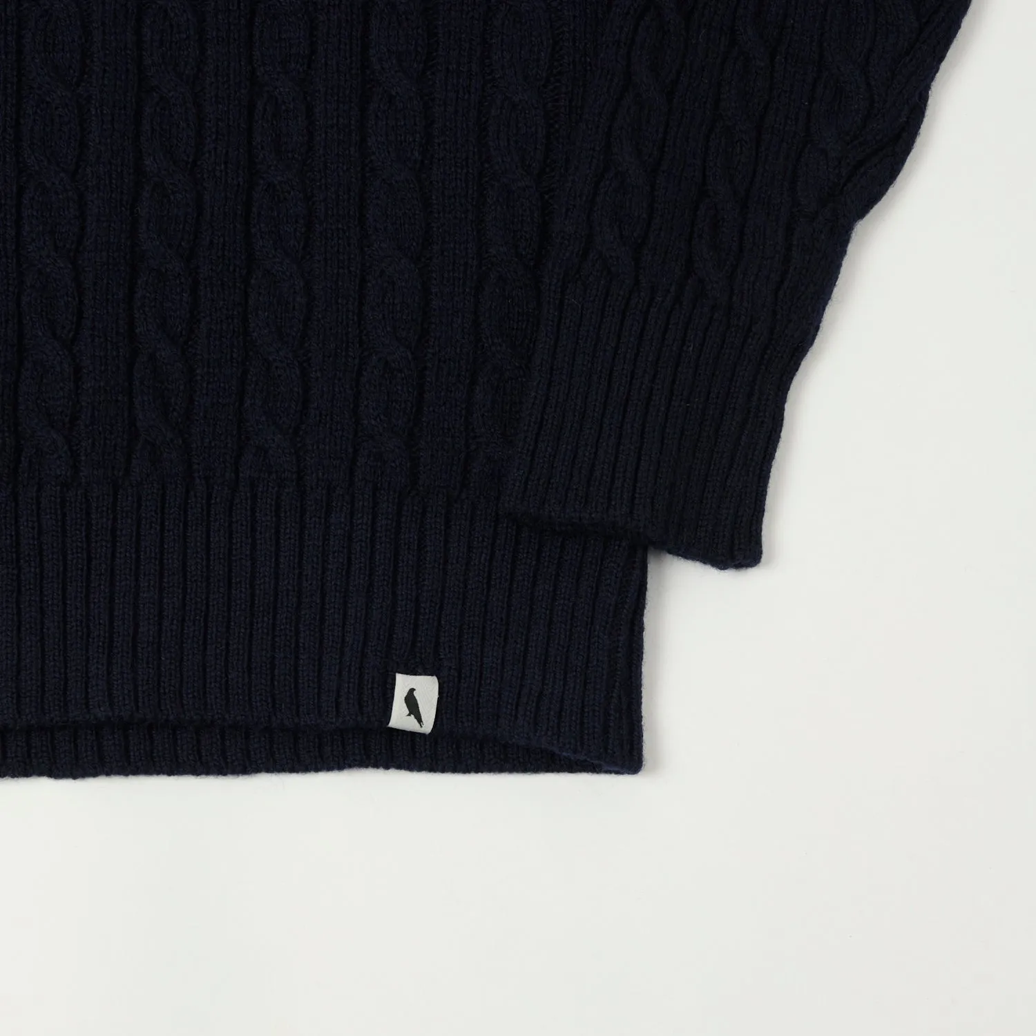 Peregrine Makers Stitch Cable Knit Jumper - Navy sold by Son of a Stag product image thumbnail 3